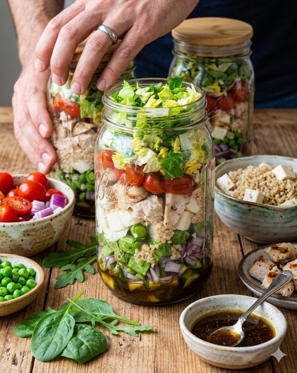 Ensalada mediterránea de garbanzos con feta